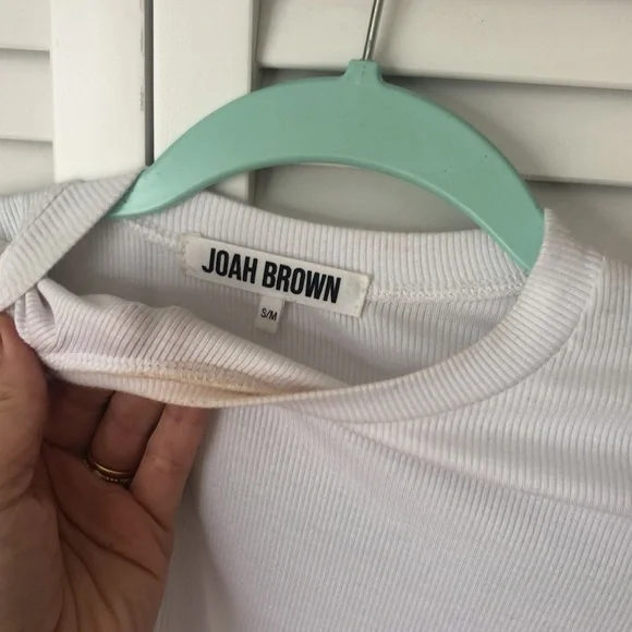 COPY - Joah Brown Fitted Cropped Long Sleeve Ribbed Top white S/M - Picture 5 of 8